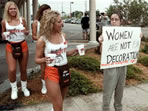 Hooters girls, not for decoration, protest