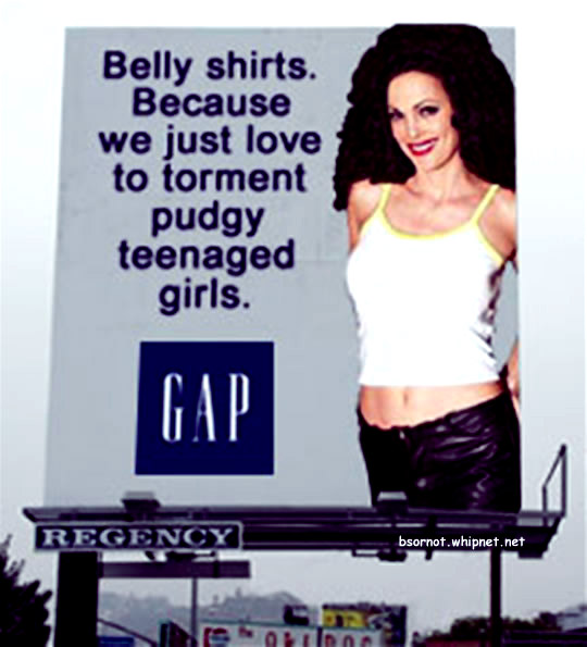 The Gap, torment pudgy girls, belly shirt