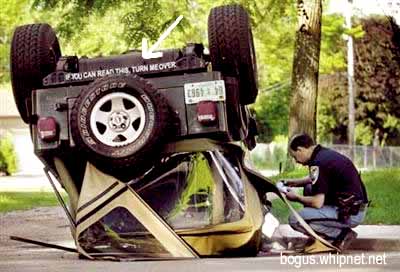 Flipped Jeep, flip me bumper sticker, upside down sticker