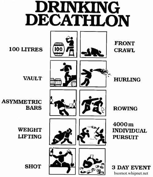 drinking decathlon, beer olympics, redneck drinking competition