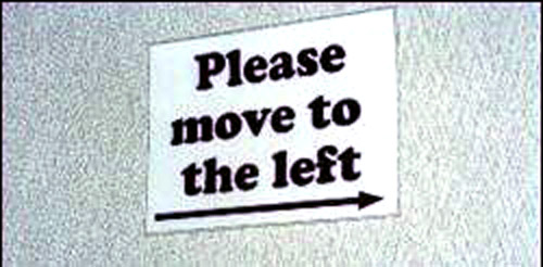 left arrow points right, move left