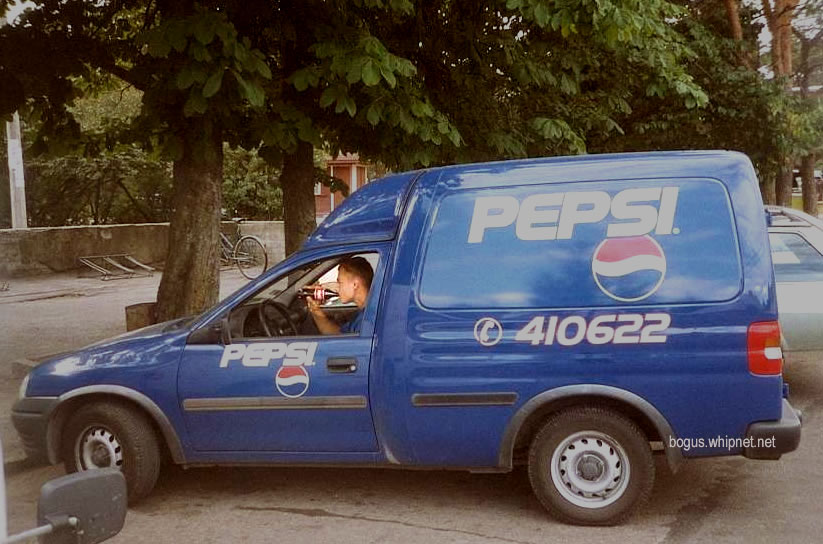 pepsi driver drinks coca cola