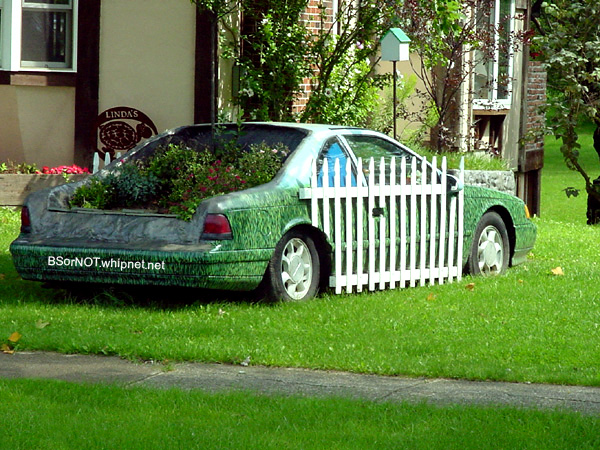 Priceless landscaping, redneck car garden