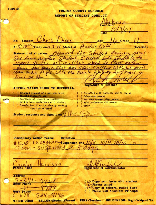 Referral for Head, student blowjob