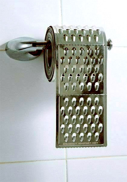 macho paper, toilet paper grater, cheese grater, butt grater