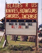 back to school sale, army surplus, knife and sword shop